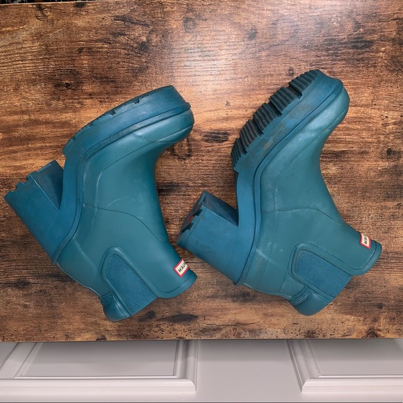 Hunter Original Block Heel Chelsea Rain Boots rare - Picture 6 of 7